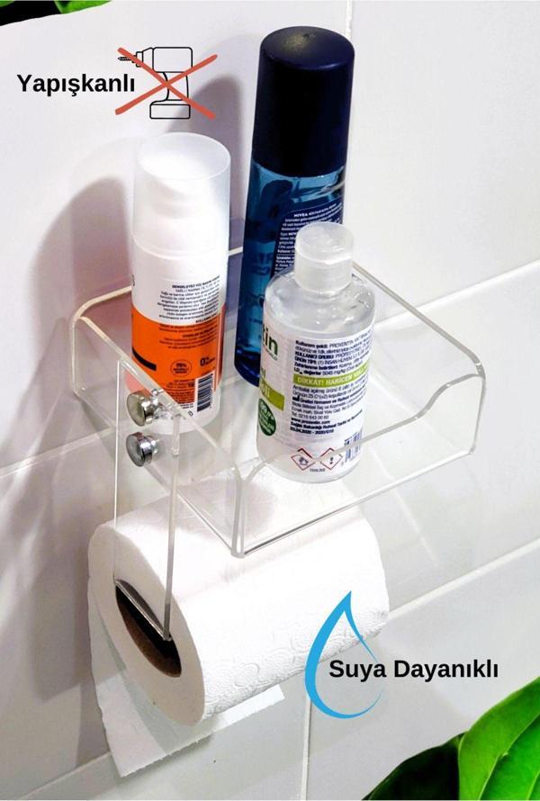 Homeside Yapışkanlı Pleksi Tuvalet Kağıtlığı | Wc Kağıtlık Ve Tuvalet Kağıdı Askısı - Image 1