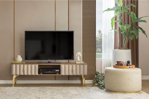 Enrese Deniz Kumsal Gold Çekmeceli Raflı Tv Ünitesi - Image 1
