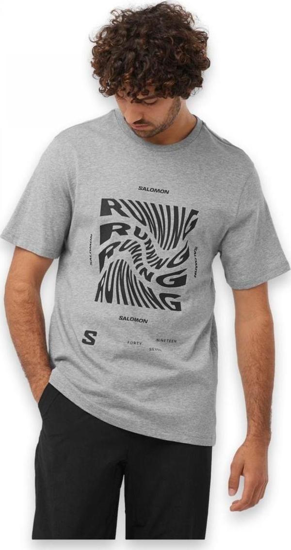 Salomon Lc2218800 Running Graphic Ss Tee M Gri Erkek T-Shirt - Image 1