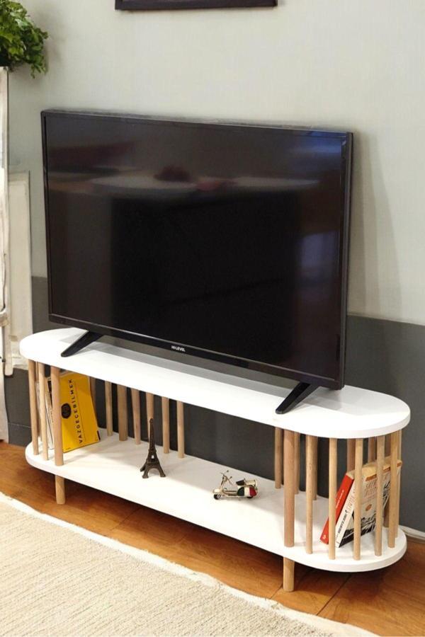 Peka Tv Sehpası Raflı Tv Ünitesi Televizyon Sehpası Ahşap Ayaklı - Image 1