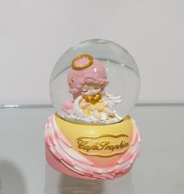 Işıklı Küçük Kar Küresi Pembe Melek9 cm - Image 1