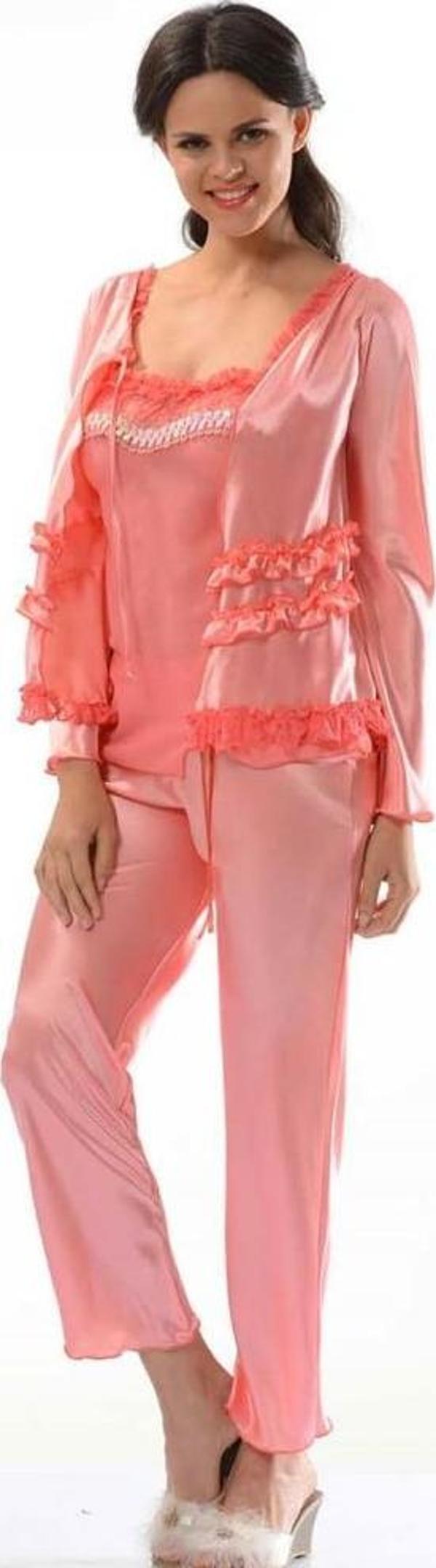 Sistina Bayan Nar Çiçeği Saten Pijama Takımı - 1413 - Image 1