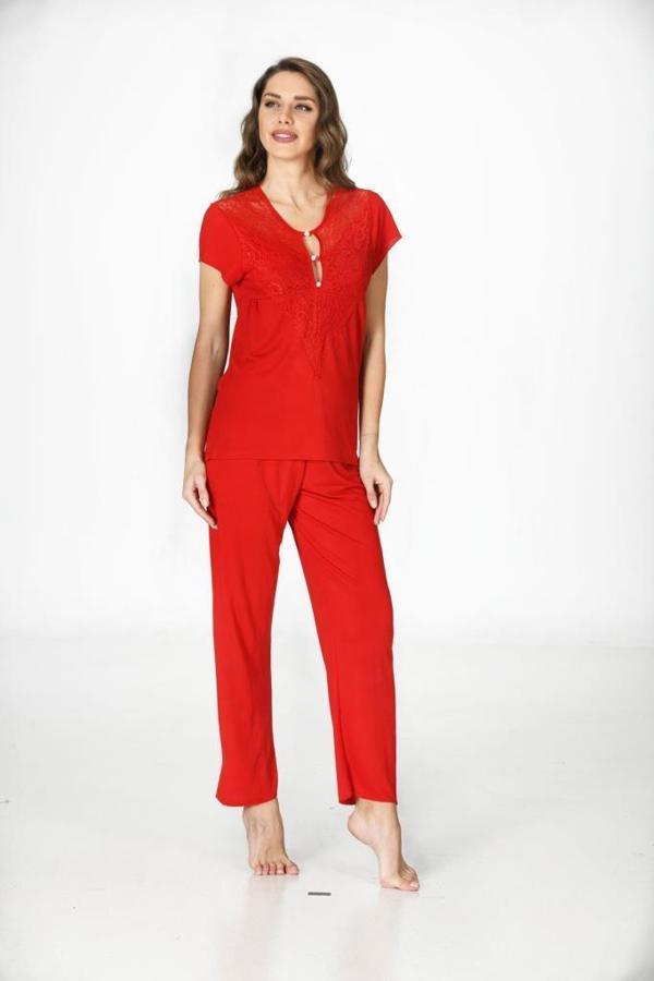 Sistina Bayan Kırmızı Penye Pijama Takımı - 1551 - Image 1