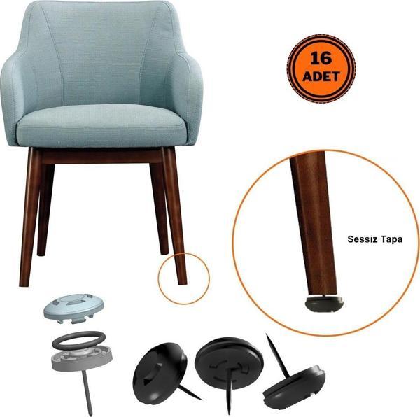 16 Adet Silentplug Sessiz Tapa Masa Sandalye Çivili Polygrid Siyah - Image 1