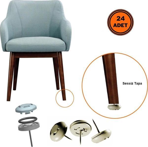 24 Adet Silentplug Sessiz Tapa Masa Sandalye Çivili Polygrid Krem - Image 1