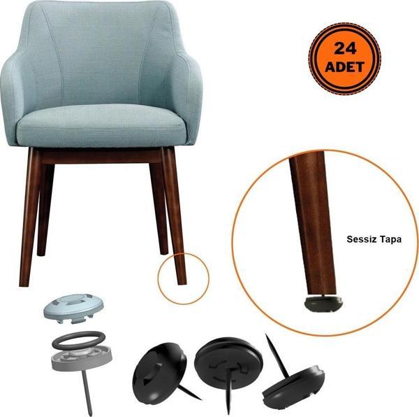 24 Adet Silentplug Sessiz Tapa Masa Sandalye Çivili Polygrid Siyah - Image 1