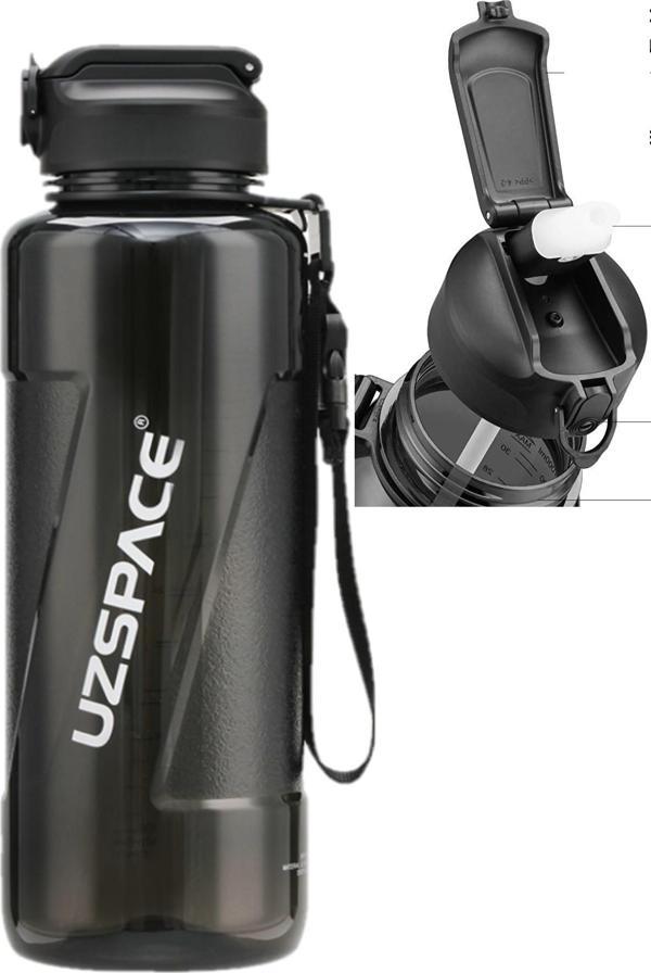 Uzspace FiftyFifty PİPETLİ  MEGA BOY 1500ml Tritan Su Matarası  - Image 1