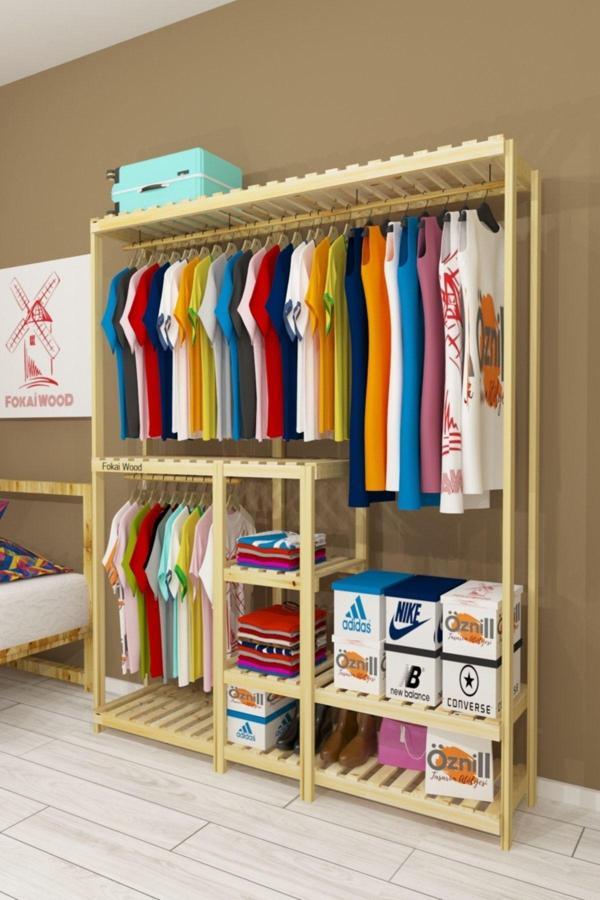 Fokai Wood Allegra - Açık Ahşak Elbise Dolabı Gardırop - Image 1