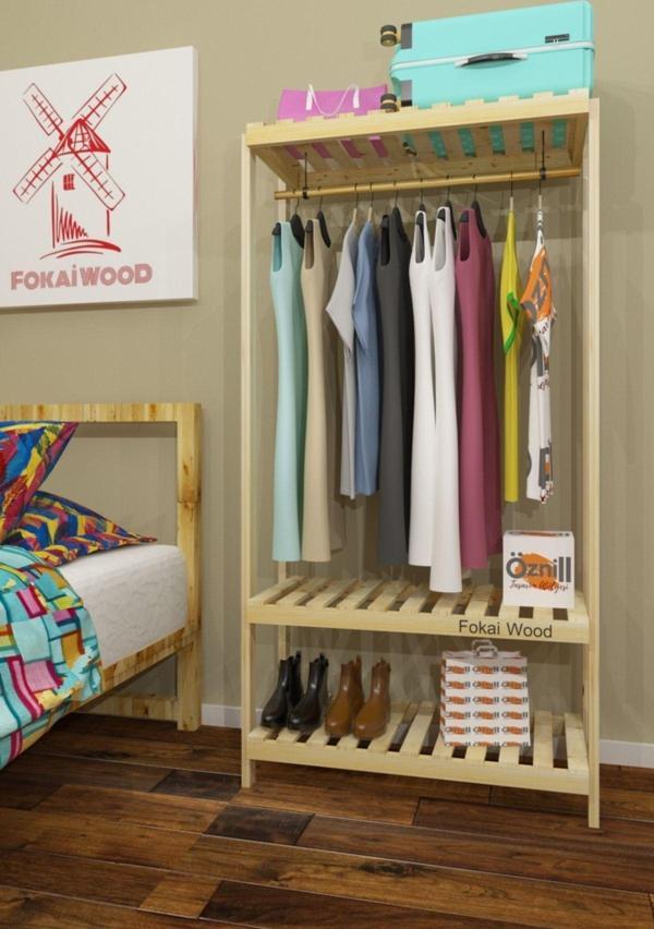 Fokai Wood Dupla - Açık Ahşap El Yapımı Elbise Dolabı - Image 1