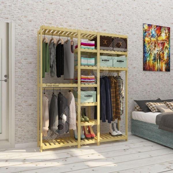 Fokai Wood Espejo - Açık Ahşap Gardırop - Tornavida Matkap Usta Gerekmez - Image 1