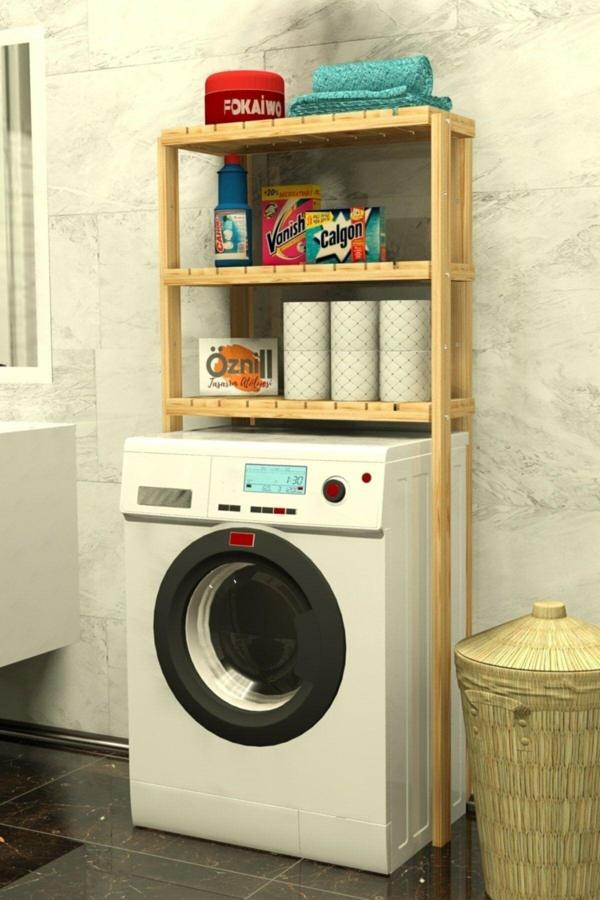Fokai Wood Junior Light Ayarlanabilir Raf Sistemli Ahşap Çamaşır Makinesi Rafı - Image 1