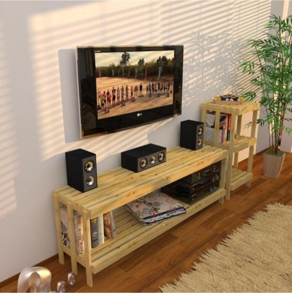Fokai Wood Midia Dual Açık Ahşap Medya Ünitesi Ve Kitaplık - Image 1
