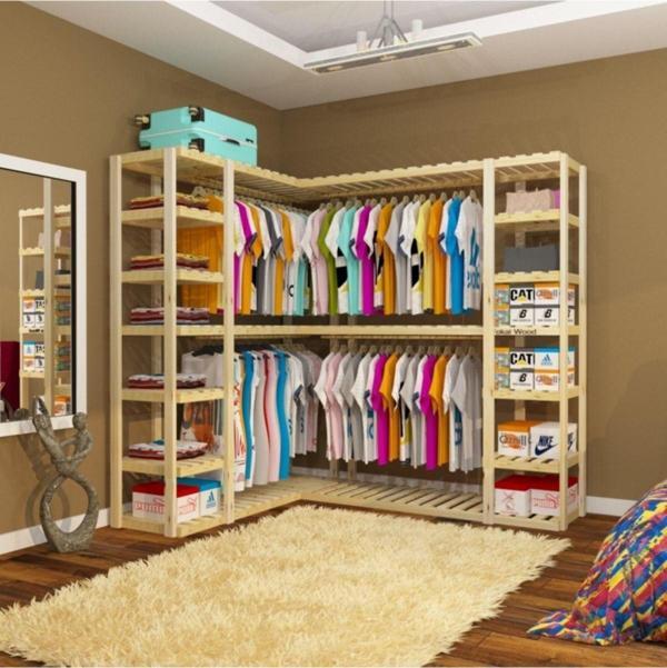 Fokai Wood Nil - Köşe Için Tasarlanmış Açık Ahşap El Yapımı Elbise Dolabı - Image 1