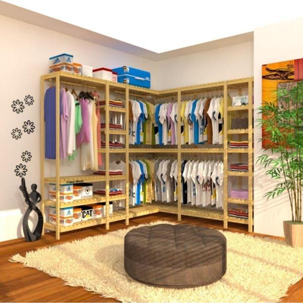 Fokai Wood Nove Longo Köşe Için Tasarlanmış Açık Ahşap Gardırop - Image 1