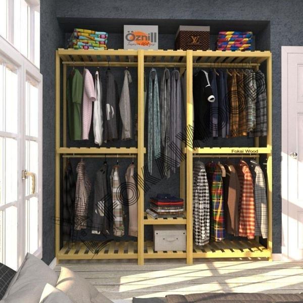 Fokai Wood Pente Largos - Açık Ahşap Elbise Askısı Raf Sistemi Gardırop - Image 1