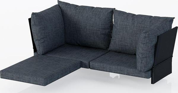 Limni Home Mini Multilounge Bahçe Balkon Mobilyası Kumaş Seti, Siyah Siyah 150x76 cm - Image 1