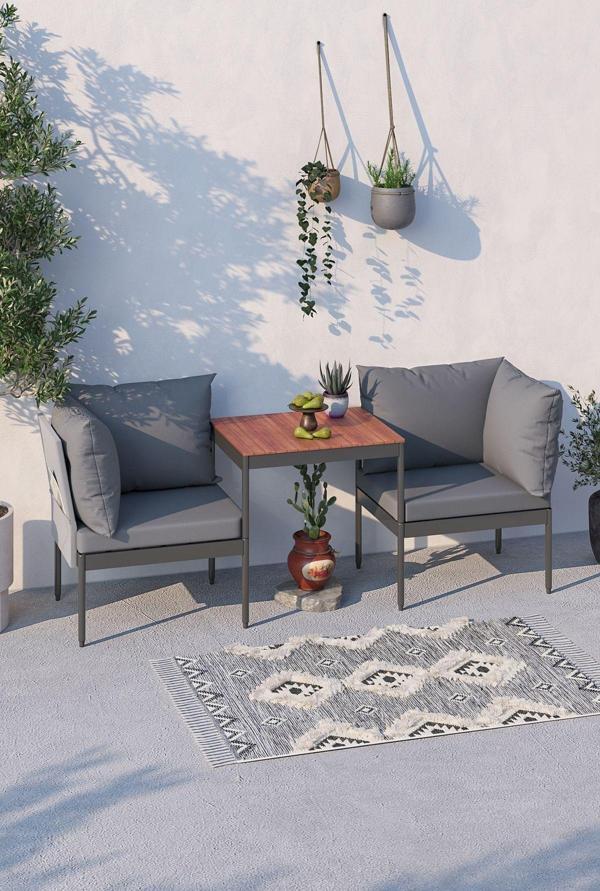 Limni Home Mini Multilounge Bahçe Balkon Mobilyası, Şezlong Gri  - Image 1