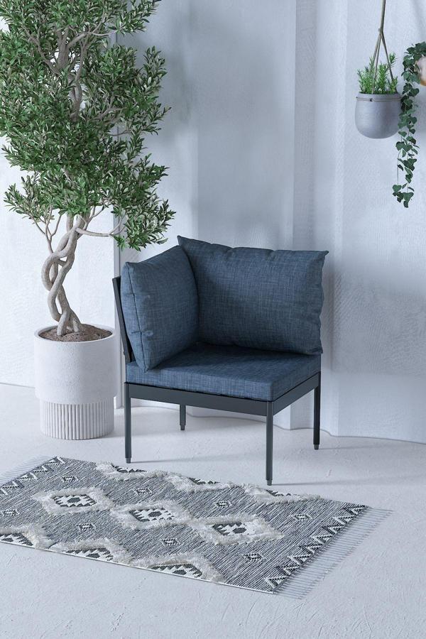 Limni Home Mini Multilounge Bahçe Balkon Mobilyası, Tekli Koltuk Siyah  - Image 1