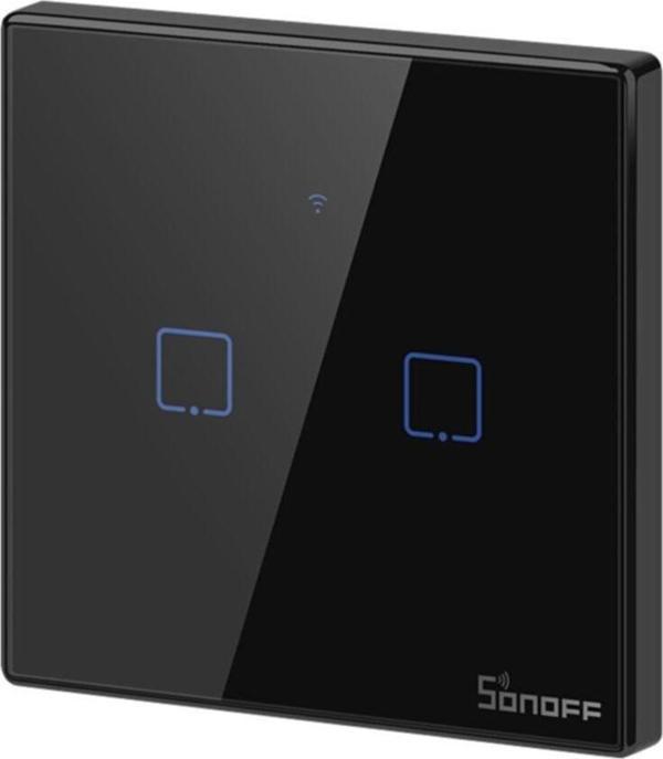 Sonoff T3Eu2C 2 Kanal Wifi-Rf Akıllı Işık Anahtar Siyah - Image 1