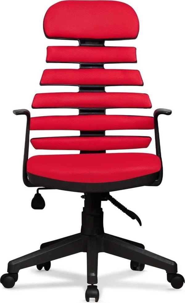 Arenzo Deri Ev Ve Ofis Çalışma Sandalyesi Bilgisayar Ve Yönetici Koltuğu Zebra Model Kırmızı - Image 1