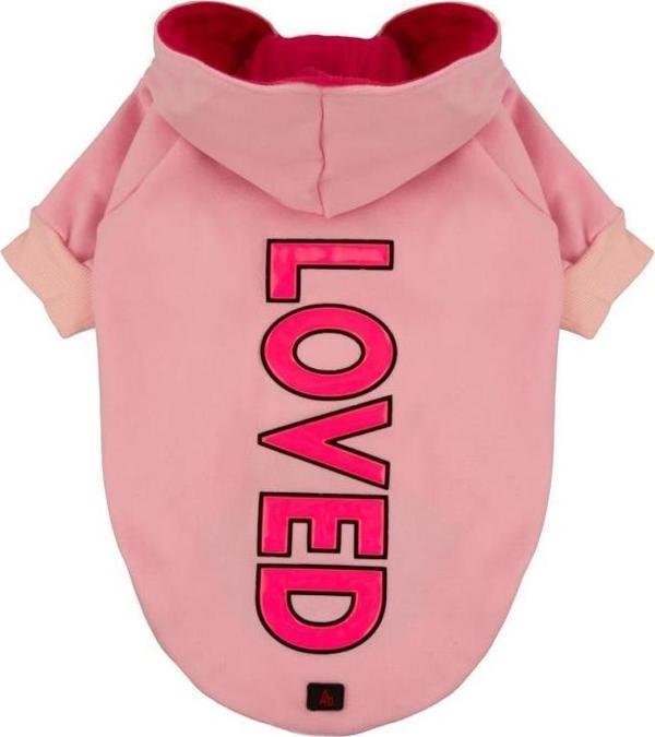 A40 Loved Pembe Kapüşonlu Köpek Sweatshirt XLarge - Image 1
