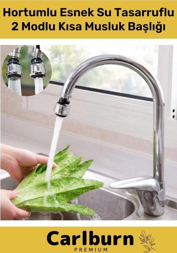 Paslanmaz Mutfak Banyo Lavabo Dayanıklı 360° Dönebilen Su Tasarruflu 2 Modlu Kısa Musluk Başlığı - Image 1