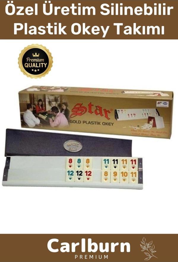 Premium Antibakteriyel Kir Tutmayan Çizilmeye Dayanıklı Silinebilir Gold Plastik Kahveci Okey Takımı - Image 1