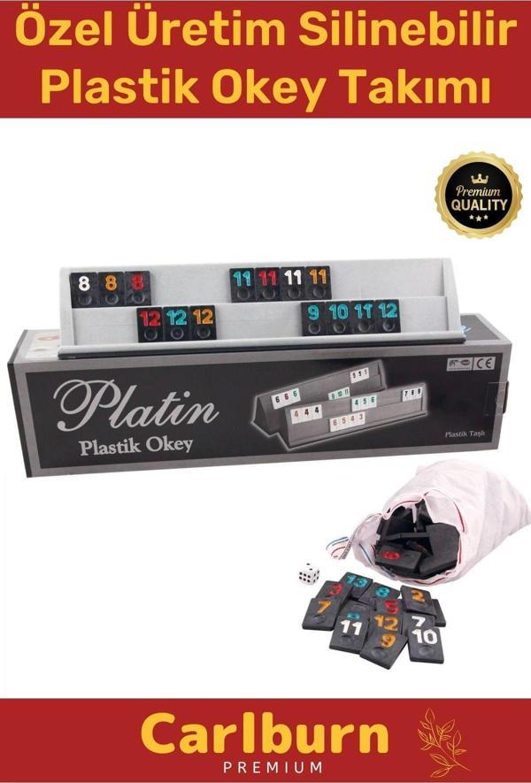 Premium Antibakteriyel Kir Tutmayan Çizilmeye Dayanıklı Silinebilir Platin Plastik Okey Takımı - Image 1