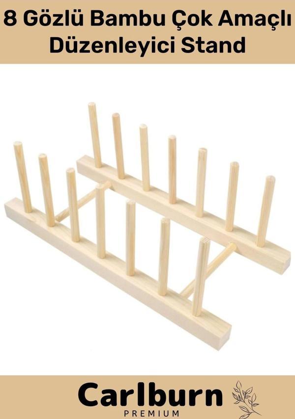Özel Üretim Plak Mutfak Tabak Kitap Dergi Dosya Bambu Çok Amaçlı Düzenleyici 8 Gözlü Stand - Image 1