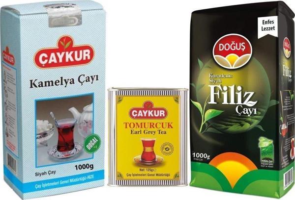 kamelya çay 1000 G ÇAYKUR tomurcuk çay 125 G DOĞUŞ filiz çay 1000 G - Image 1