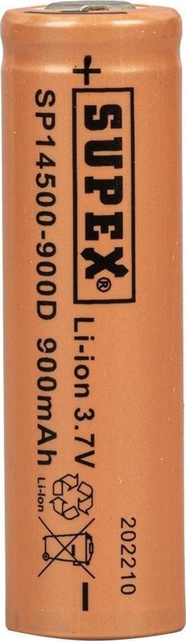 Supex 14500-900D Lityum Ion 3.7Volt 900mAh Şarj Edilebilir Başlıksız Pil - Image 1