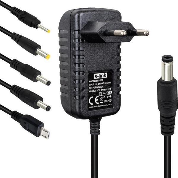 S-Link SLX-52A 5-9-12 Volt - 2 Amper Çok Uçlu Telefon Tablet PC Akü Akıllı Şarj Adaptörü - Image 1