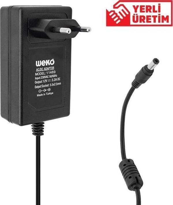 Weko 12 Volt 3.2 Amper 38 Watt Plastik Kasa Priz Tipi Adaptör (5.5x2.5 Uçlu) - Image 1