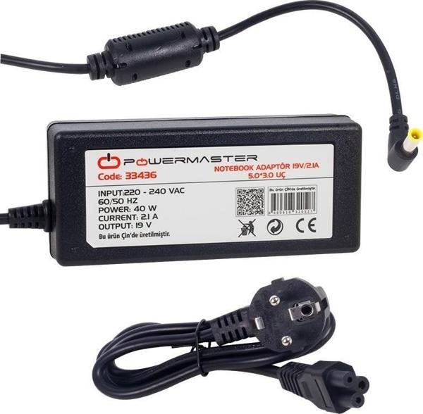 Powermaster PM-33436 19 Volt - 2.1 Amper 5.0*3.0 Mm Uçlu Adaptör (Samsung Notebook) - Image 1
