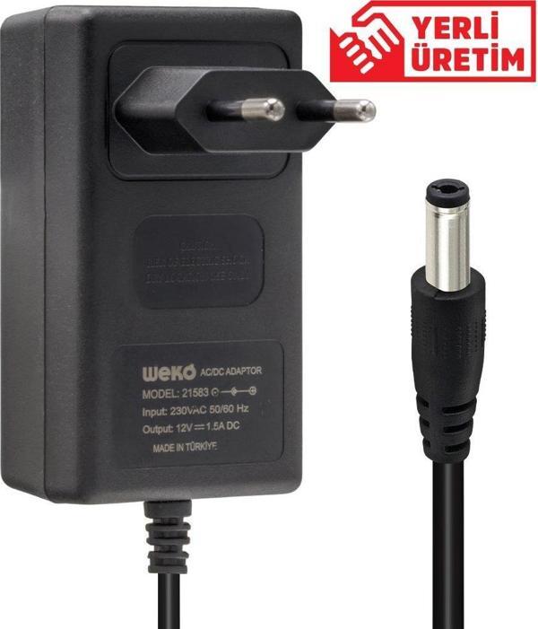 Weko 12 Volt - 1.5 Amper 5.5*2.5 Uçlu Yerli Üretim Plastik Kasa Priz Tipi Adaptör - Image 1