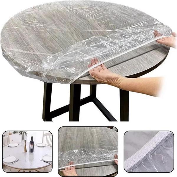 Sunup SN-24899 Pvc Şeffaf Yuvarlak Masa Örtüsü Su Geçirmez Alez Etkinlik Örtüsü 10 Adet 120cm - Image 1