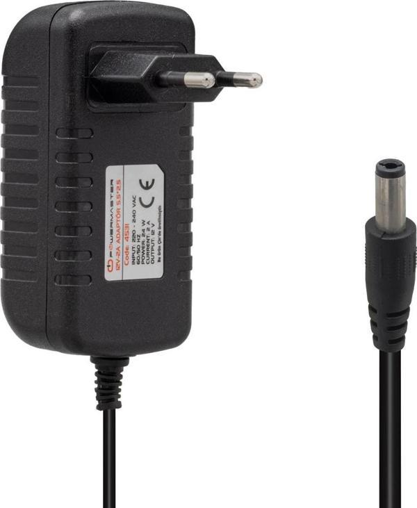 Powermaster PM-4531 12 Volt - 2 Amper 5.5*2.5 Mm Uçlu Plastik Kasa Priz Tipi Adaptör - Image 1
