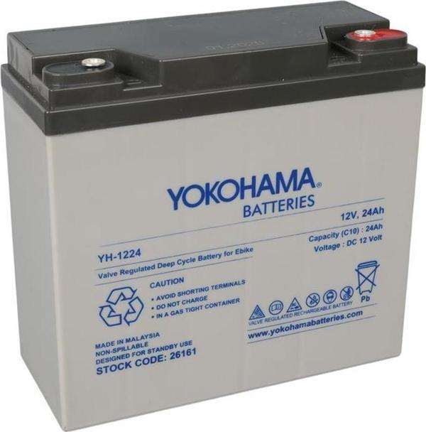 Yokohama YH-122.4 12 Volt - 24 Amper Elektrikli Bisiklet Aküsü (180x76x167 mm) - Image 1