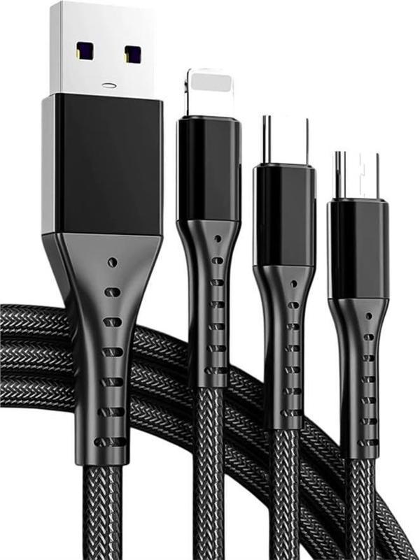 PowerMaster PM-26332 3 IN 1 Siyah 1.2 Metre Şarj Kablosu - Image 1