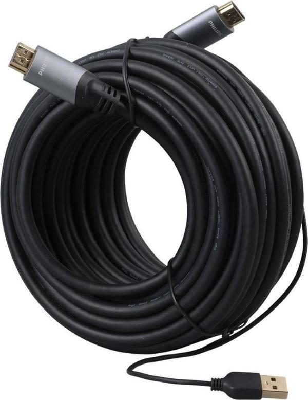 Philips SWL6122B/93 4K 60 Hz 15 Metre Usb Güç Kablolu HDMI Görüntü Kablosu  - Image 1