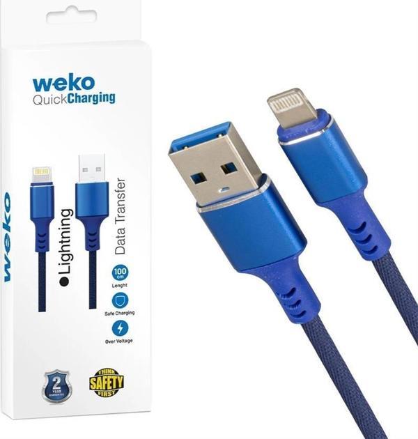 Weko WK-22025 USB To Lightning Örgülü Siyah Telefon Şarj Kablosu - Image 1