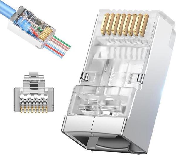 PowerMaster PM-25748 EZ Plug Yeni Nesil 8 Pin Açık Uçlu RJ45 Soket 8P/8C (100’lük Paket) - Image 1