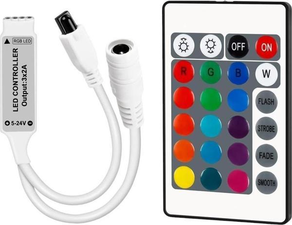 Powermaster 5-12-24 Volt 3x2 Amper Mini 24 Tuşlu Led RGB Kontrol Cihazı - Image 1