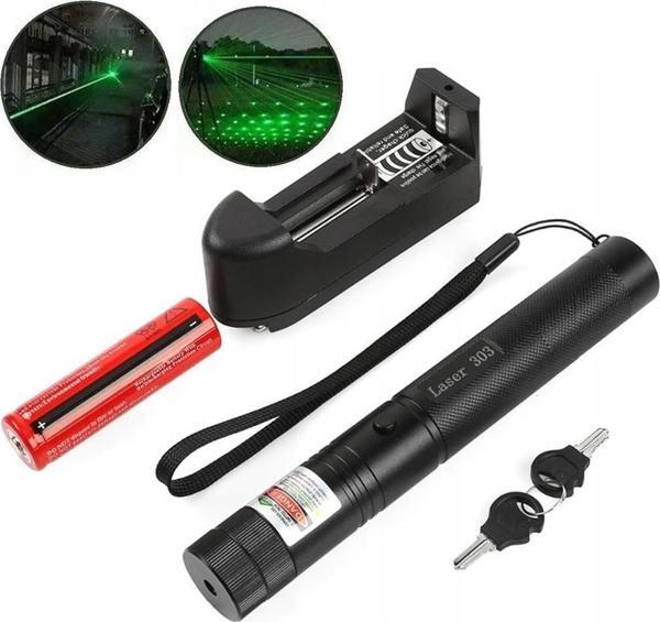 PowerMaster OM-120118650 Pilli Şarjlı Anahtar Emniyetli Yeşil Lazer Pointer (50 KM) - Image 1