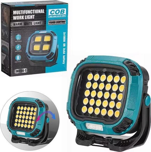 PowerMaster MX-W893 4000K - 7000K - Kırmızı 30 COB Ledli 30 Watt Çok Fonksiyonlu Çalışma Lambası (PowerBank) - Image 1