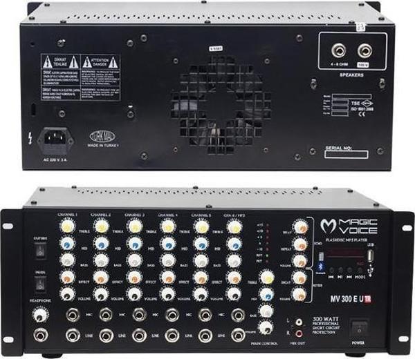 Magicvoice MV-300EF-TR 300 Watt 6 Mikrofon Girişli USB-Bluetooth Destekli Trafolu Mixer Amfi - Image 1