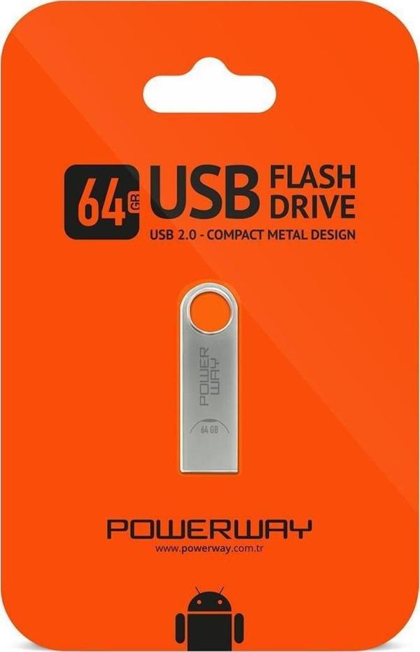 Powerway 64 Gb Metal USB 2.0 Flash Bellek - Image 1