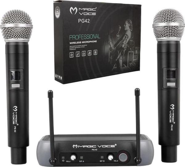 Magicvoice PG-42X Vhf 2 El Kablosuz Volüm Kont Telsiz Mikrofon - Image 1
