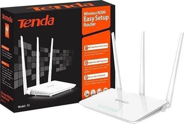 Tenda F3 4 Port 300 Mbps 3 Antenli Access Point Router - Image 1
