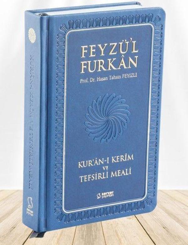 Feyzü'l Furkan Kur'ân-ı Kerîm ve Tefsirli Meali (Büyük Boy - Mushaf ve Meal - Ciltli) LACİVERT - Server İletişim - Image 1